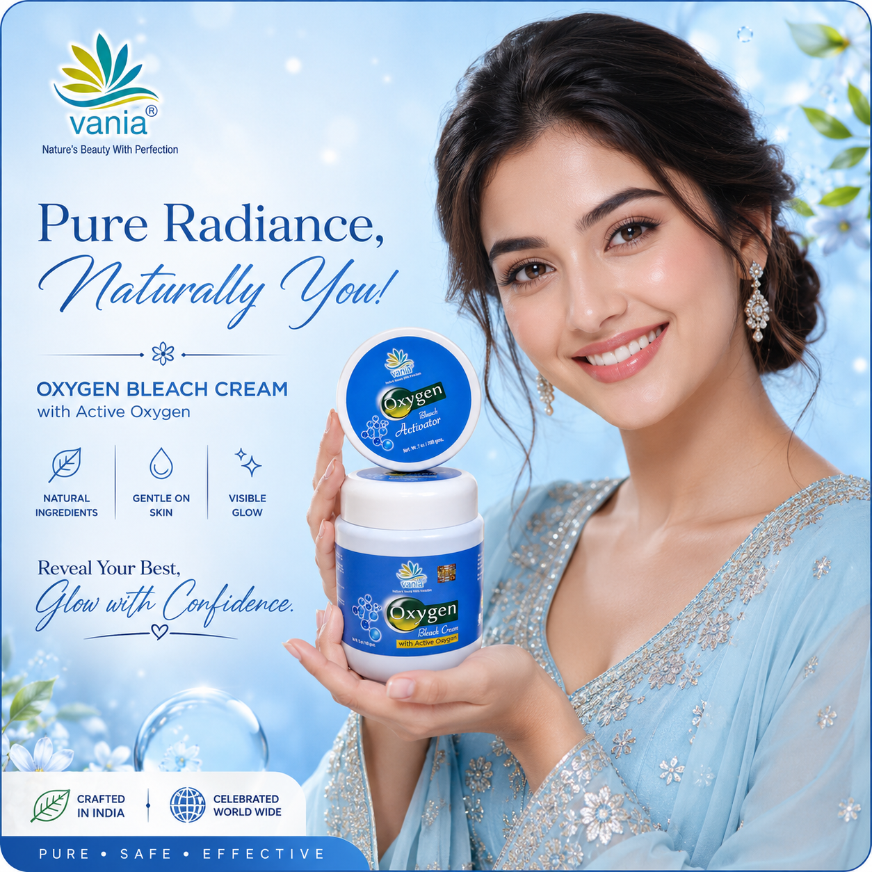 Vania Oxygen Bleach Cream 1 Kg | Soft Spotless Skin | Fair & Cool Like Ice | No Tears, Moisturized Skin | Zero Irritation | Fragrance | Normal to Dry Skin