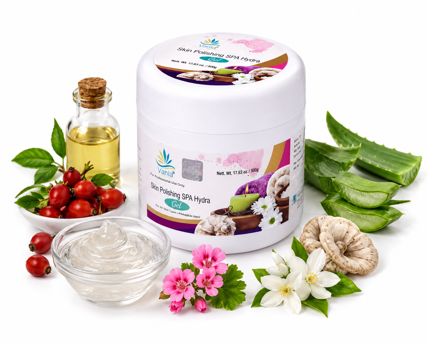 Vania Aloe Vera Skin Polishing SPA Hydra Gel 500 Gm | Nourishing & Rejuvenating | Removes Dead Cells, Black & White Heads, and Dryness | Infused with Aroma Oils