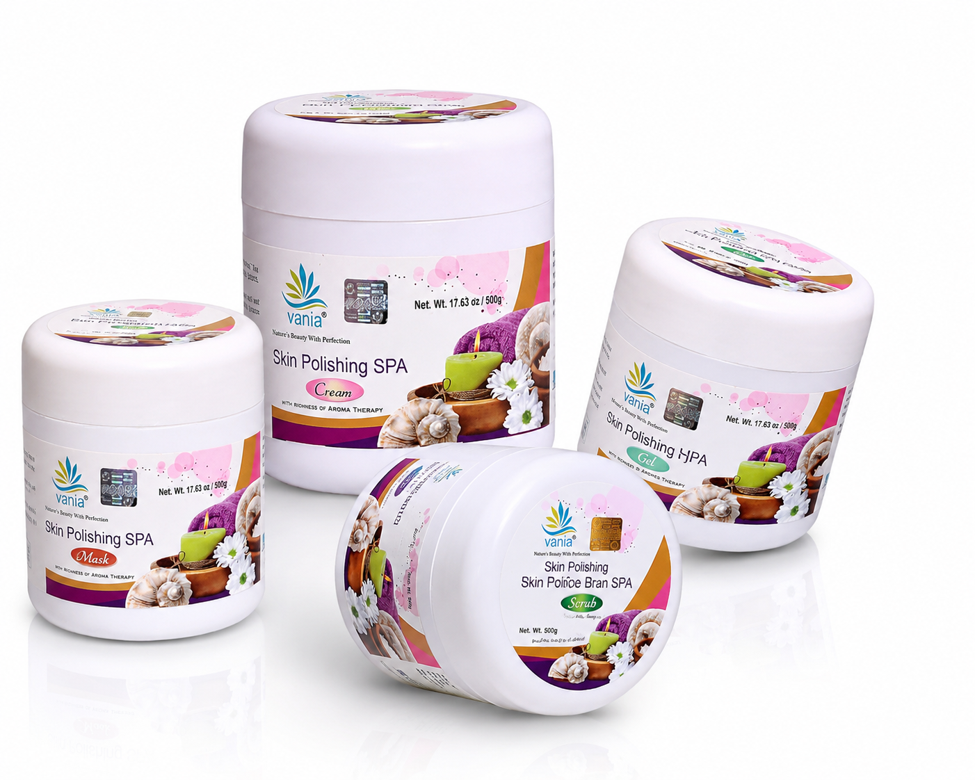Vania Skin Polishing SPA Combo - 500 Gm Each: Scrub, Cream, Gel & Mask