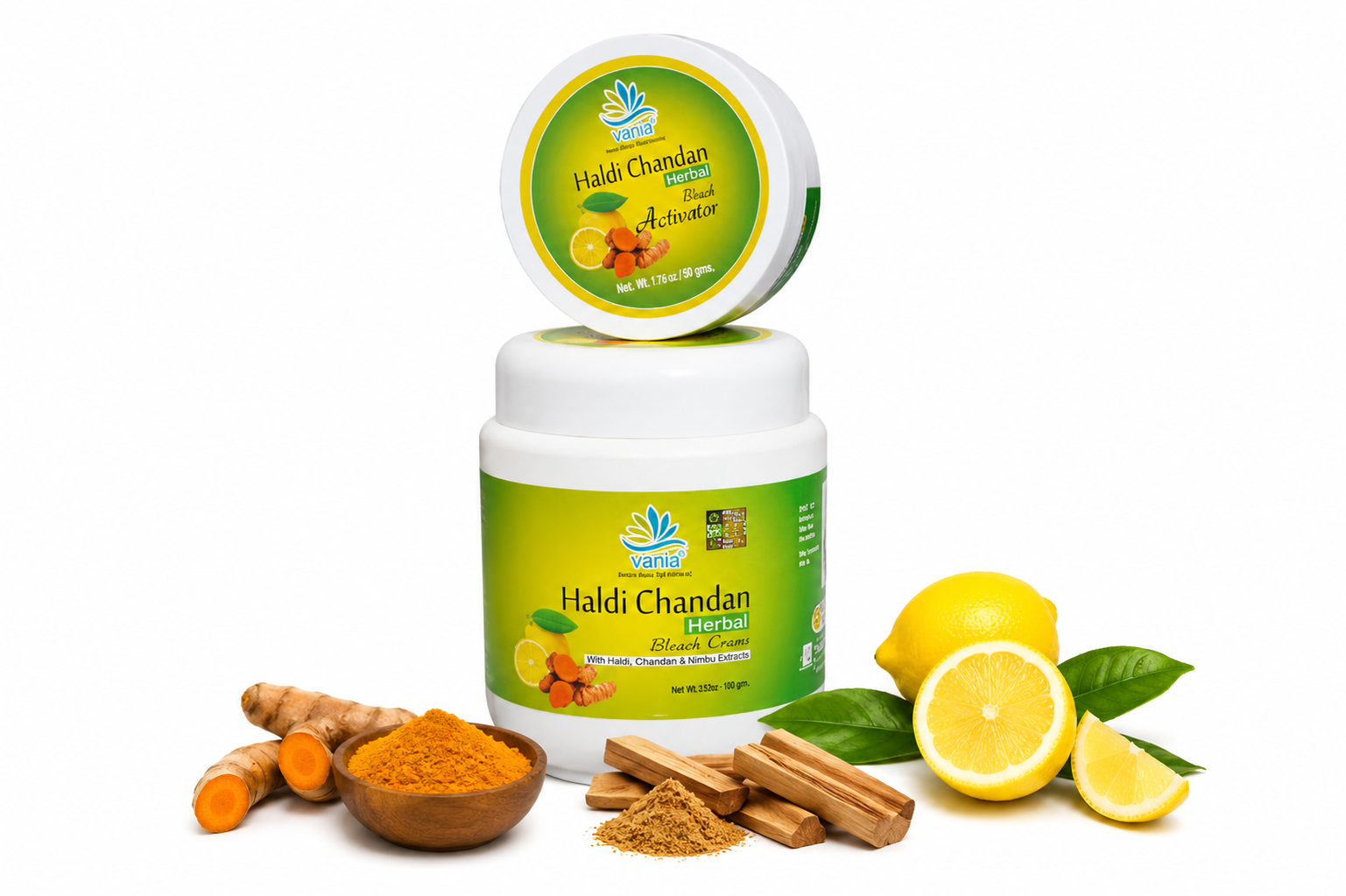 Vania Haldi Chandan Bleach Cream 1Kg | Fairness & Beautifying | Face & Body | Cooling Sensation | For Normal to Dry Skin | Moisturizing | Zero Irritation | Herbal | Gori Gori Skin | No Tears & Dryness