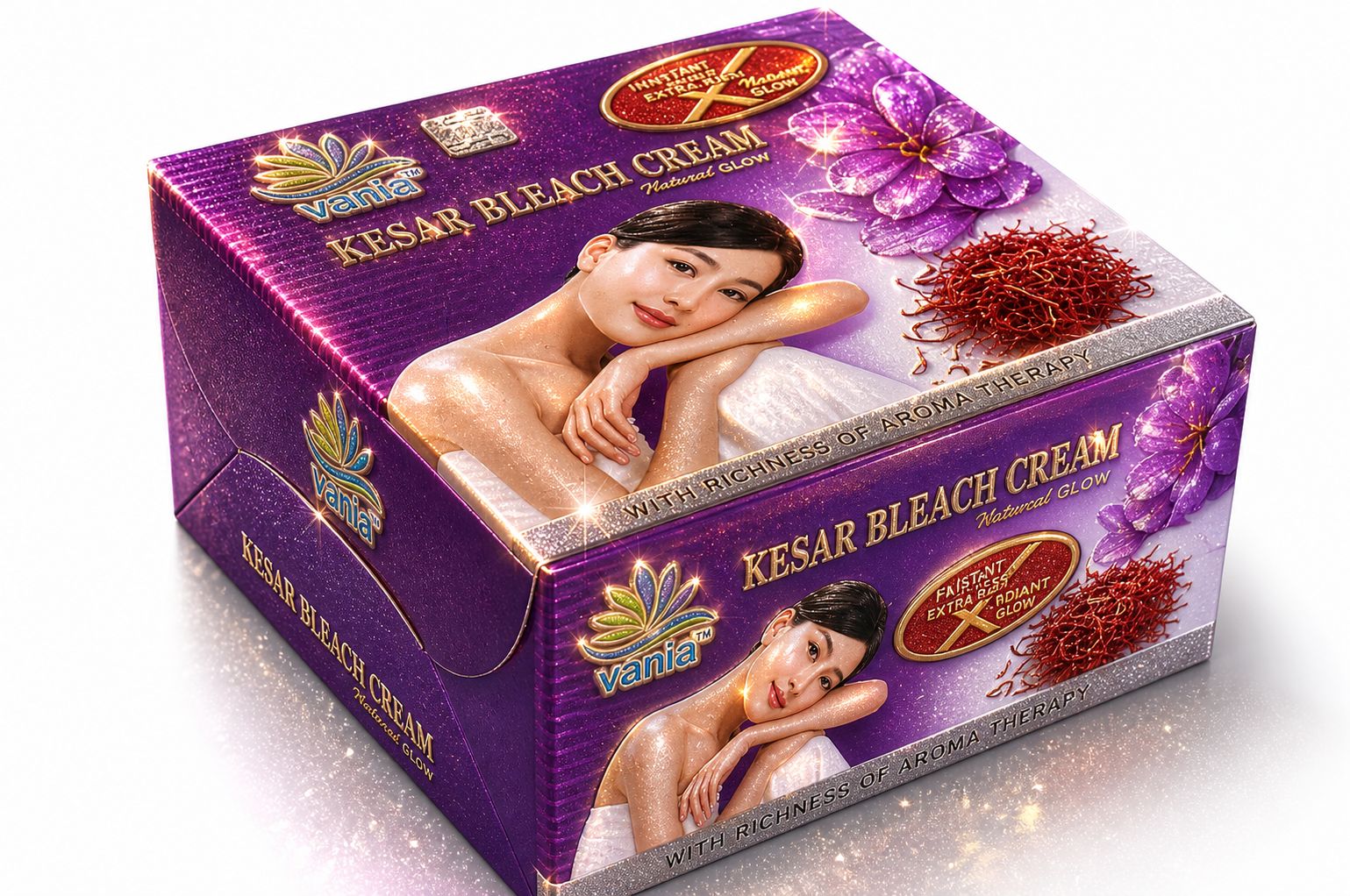 Vania Kesar Bleach Cream 250g|Extra Rich Glow, Natural Fairness| Cool Bleach for Dry Skin| No Tears Moisturized Skin| Zero Irritation| Fragrance for Normal to Dry Skin| Kesar Extracts| Smooth Glowing Skin, No Dark Spots, Sun Tan