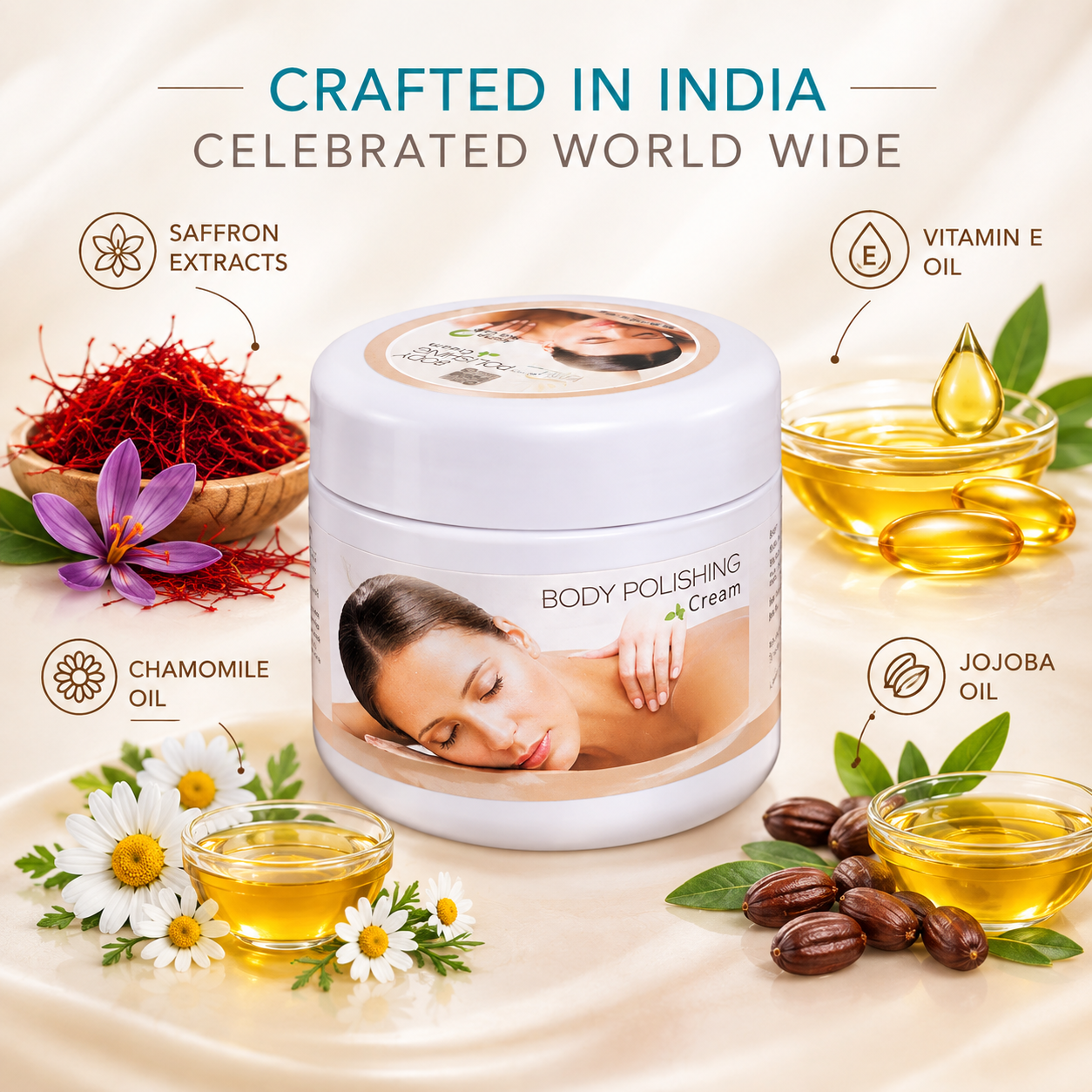 Vania Body Polishing Cream 500 Gm | Natural Blend of Essential Oils & Herbal Extracts | Clears Dead Skin | Moisturizes & Polishes Skin | Geranium Oil for Clear, Smooth & Radiant Complexion | Reduces Sun Tan & Age Spots