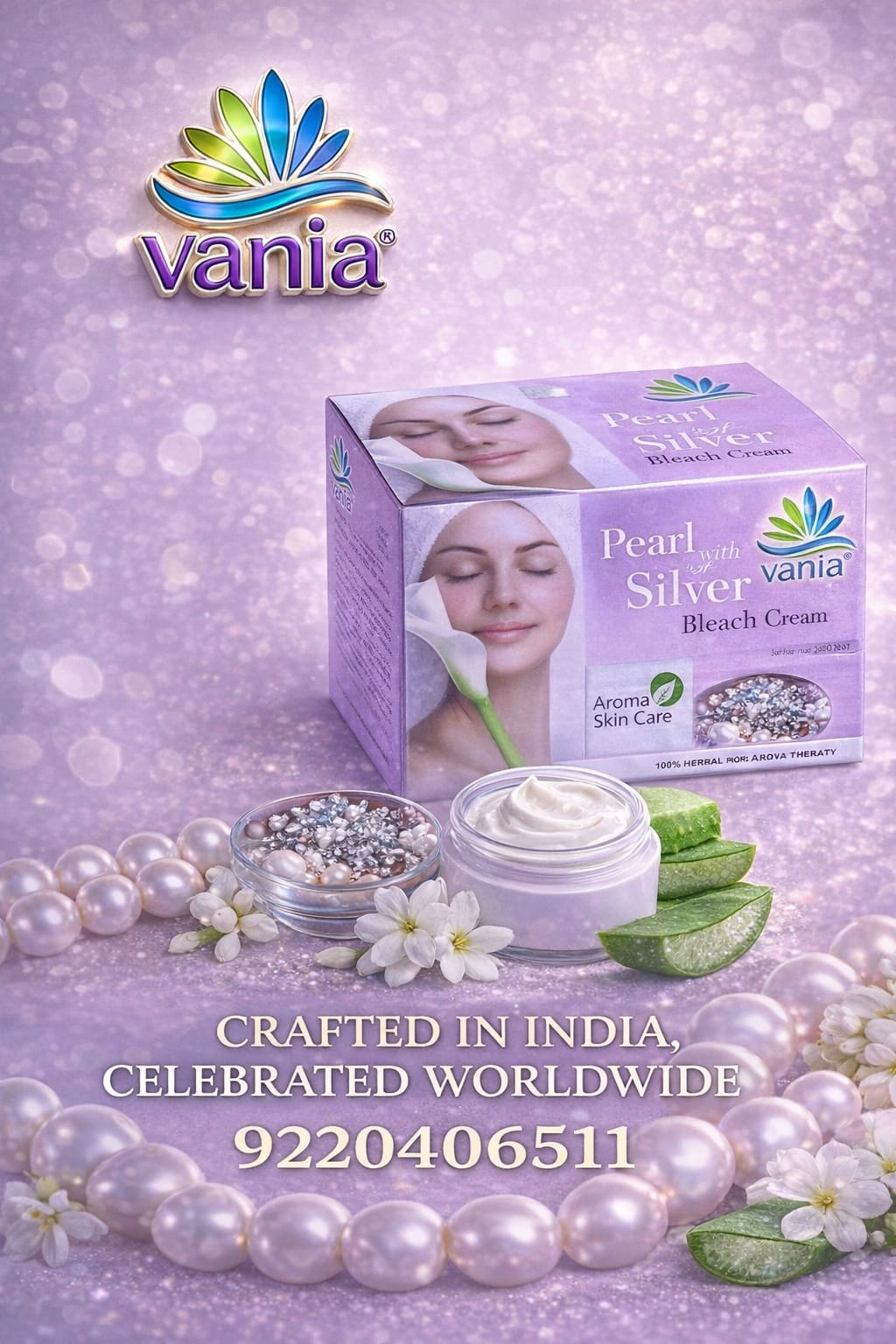 Vania Pearl & Silver Bleach Cream 250 Gm | Unisex | Cool Moisturizing | Aroma Skin Care | Party & Parlour Use | Rich Fairness | Face Beauty Care | Pigmentation Control | Removes Dark Spots | Quality Activator