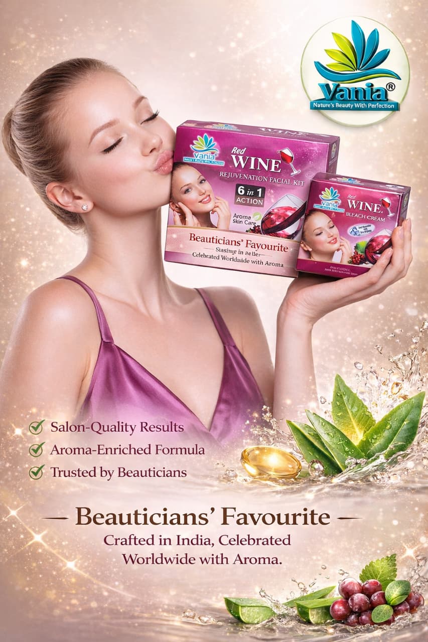 Vania Red Wine Kit 300Gm & Red Wine Bleach 250Gm | Aroma Skin Care | Anti-Ageing | Enhances, Smoothens, Tones | Hydrates, Radiates, Nourishes | Firms Skin | Cleans Pores | Improved Elasticity