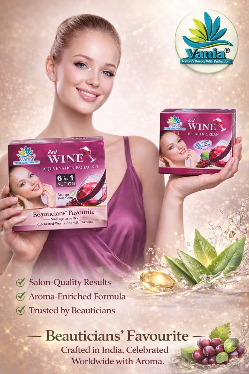 Vania Red Wine Kit 300Gm & Red Wine Bleach 250Gm | Aroma Skin Care | Anti-Ageing | Enhances, Smoothens, Tones | Hydrates, Radiates, Nourishes | Firms Skin | Cleans Pores | Improved Elasticity