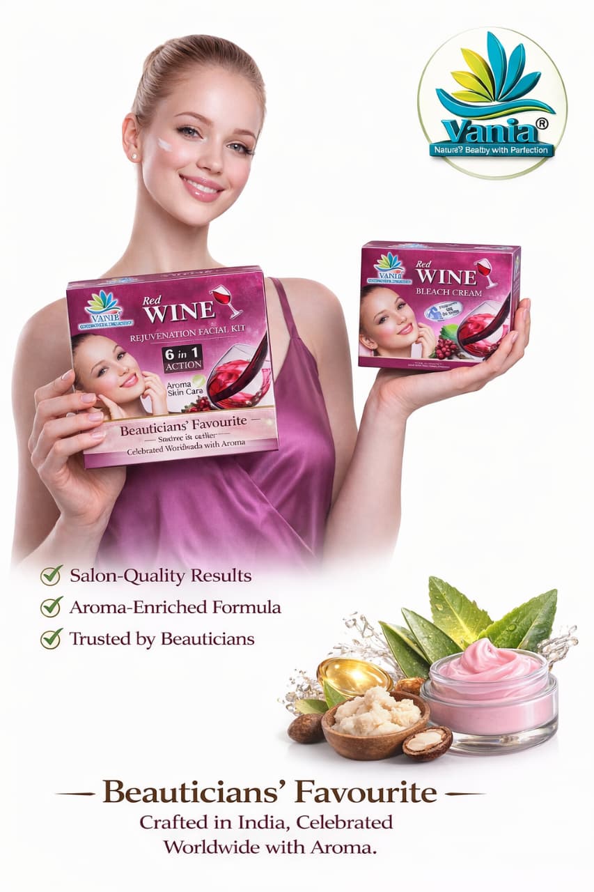 Vania Red Wine Kit 300Gm & Red Wine Bleach 250Gm | Aroma Skin Care | Anti-Ageing | Enhances, Smoothens, Tones | Hydrates, Radiates, Nourishes | Firms Skin | Cleans Pores | Improved Elasticity