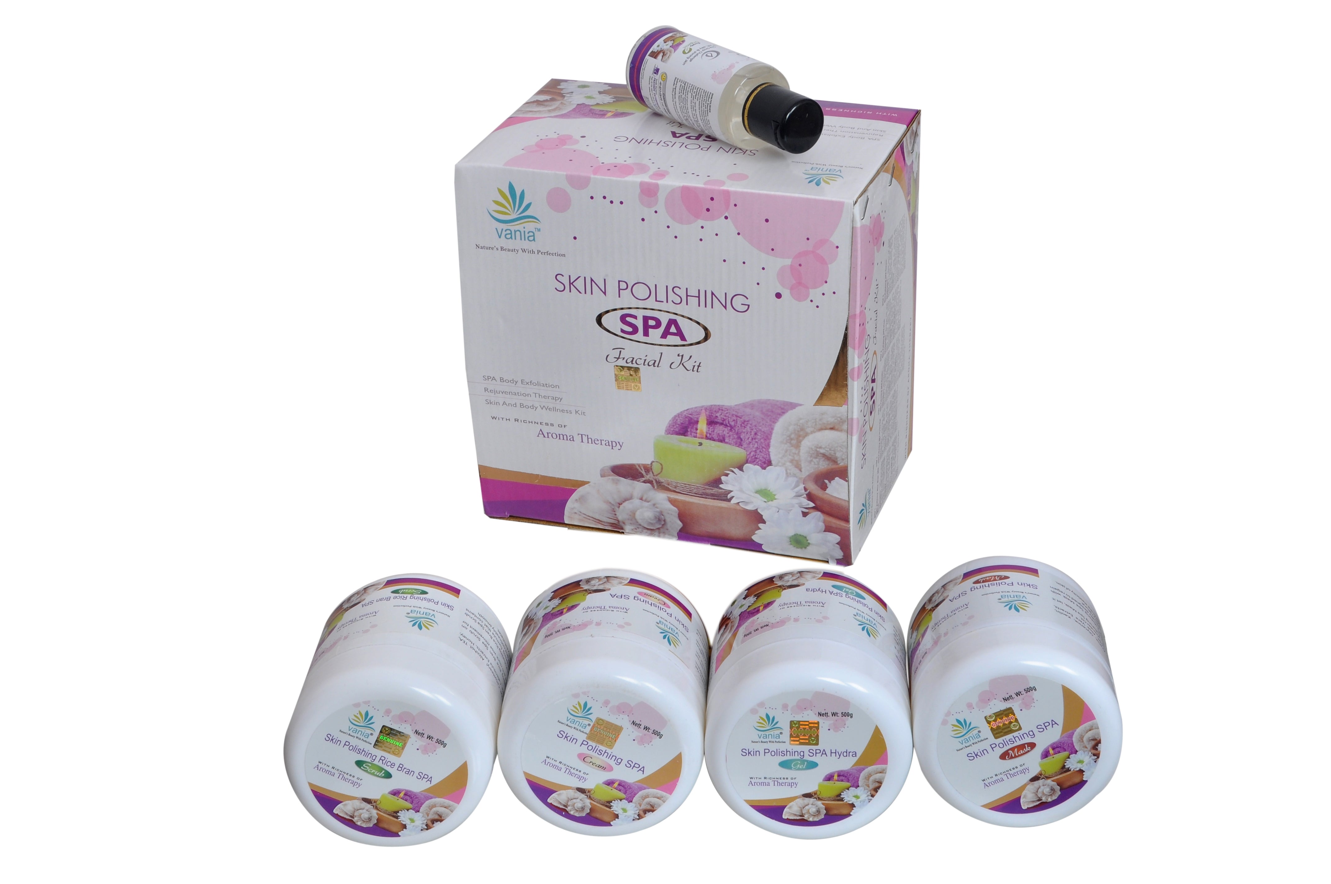 Vania Skin Polishing Aroma Facial Kit for Women & Men | 2000 Gm + 100 Ml | SPA Skin Care | Self & Parlour Use | Pre Bridals | Face & Body | Tip to Toe Beauty l Dashing Glow with Tulsi & Geranium Oil