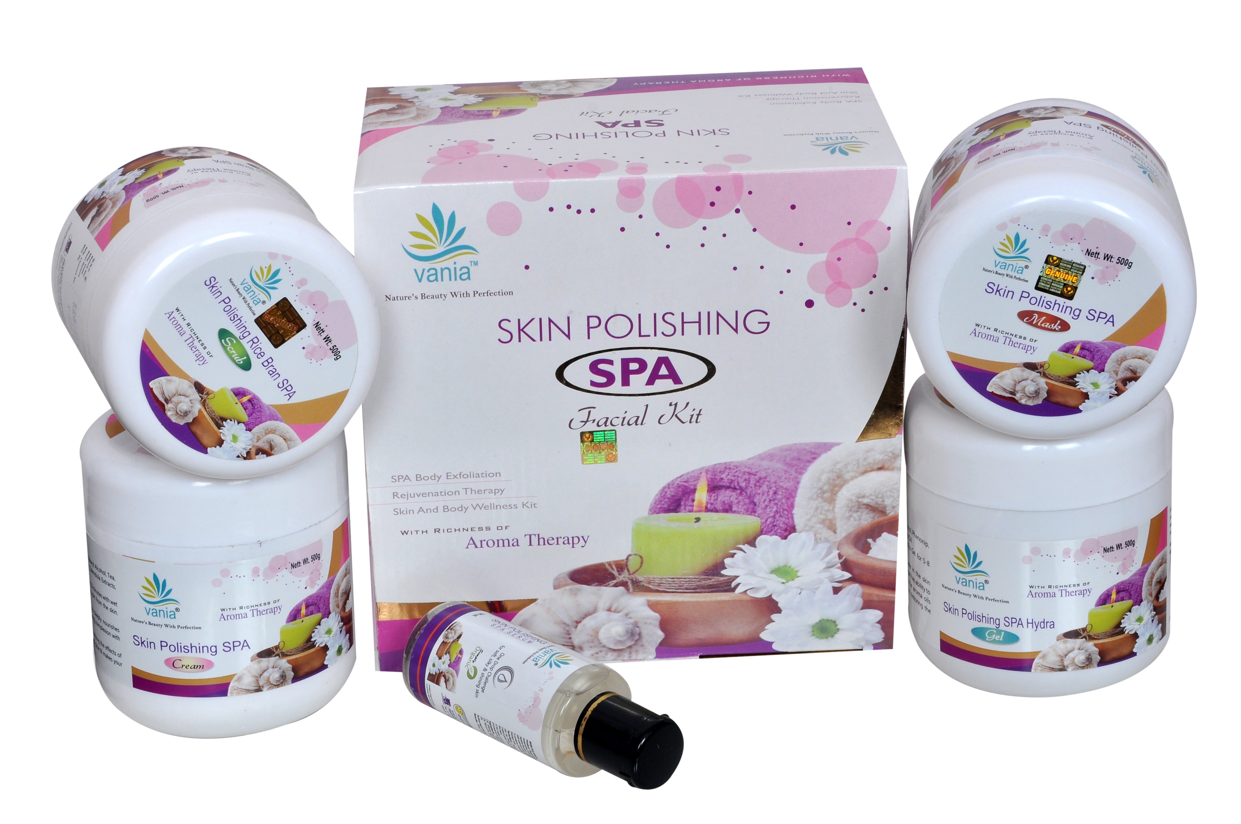 Vania Skin Polishing Aroma Facial Kit for Women & Men | 2000 Gm + 100 Ml | SPA Skin Care | Self & Parlour Use | Pre Bridals | Face & Body | Tip to Toe Beauty l Dashing Glow with Tulsi & Geranium Oil