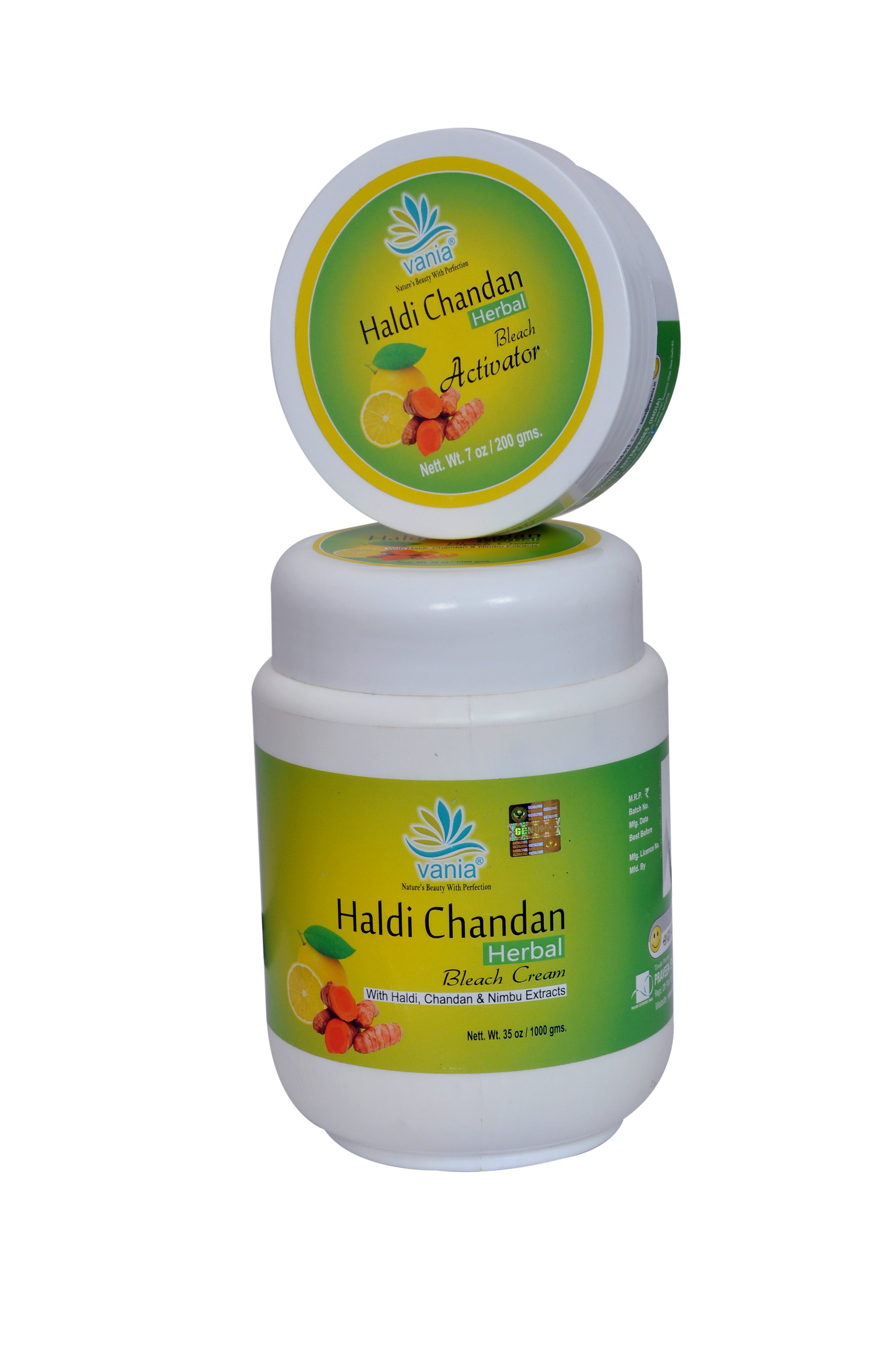 Vania Haldi Chandan Bleach Cream 1Kg | Fairness & Beautifying | Face & Body | Cooling Sensation | For Normal to Dry Skin | Moisturizing | Zero Irritation | Herbal | Gori Gori Skin | No Tears & Dryness