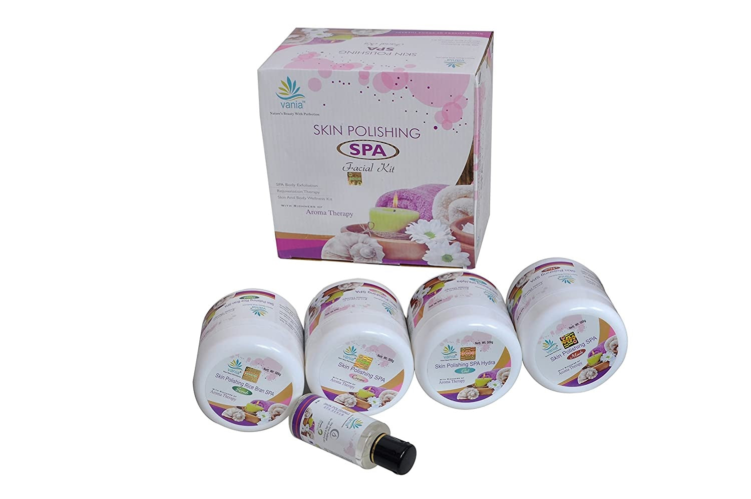 Vania Skin Polishing Aroma Facial Kit for Women & Men | 2000 Gm + 100 Ml | SPA Skin Care | Self & Parlour Use | Pre Bridals | Face & Body | Tip to Toe Beauty l Dashing Glow with Tulsi & Geranium Oil